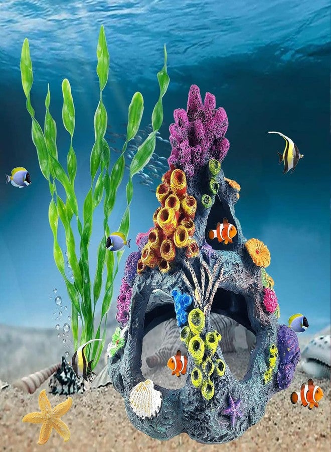 GOFYLIN Fish Tank Decoration Set, Aquarium Decor Colorful Coral Mountain x 1pc, Betta Fish Tank Accessories Aquatic Plants x 4pcs，Aquarium Decor Starfish x 1pcs. - Image 4